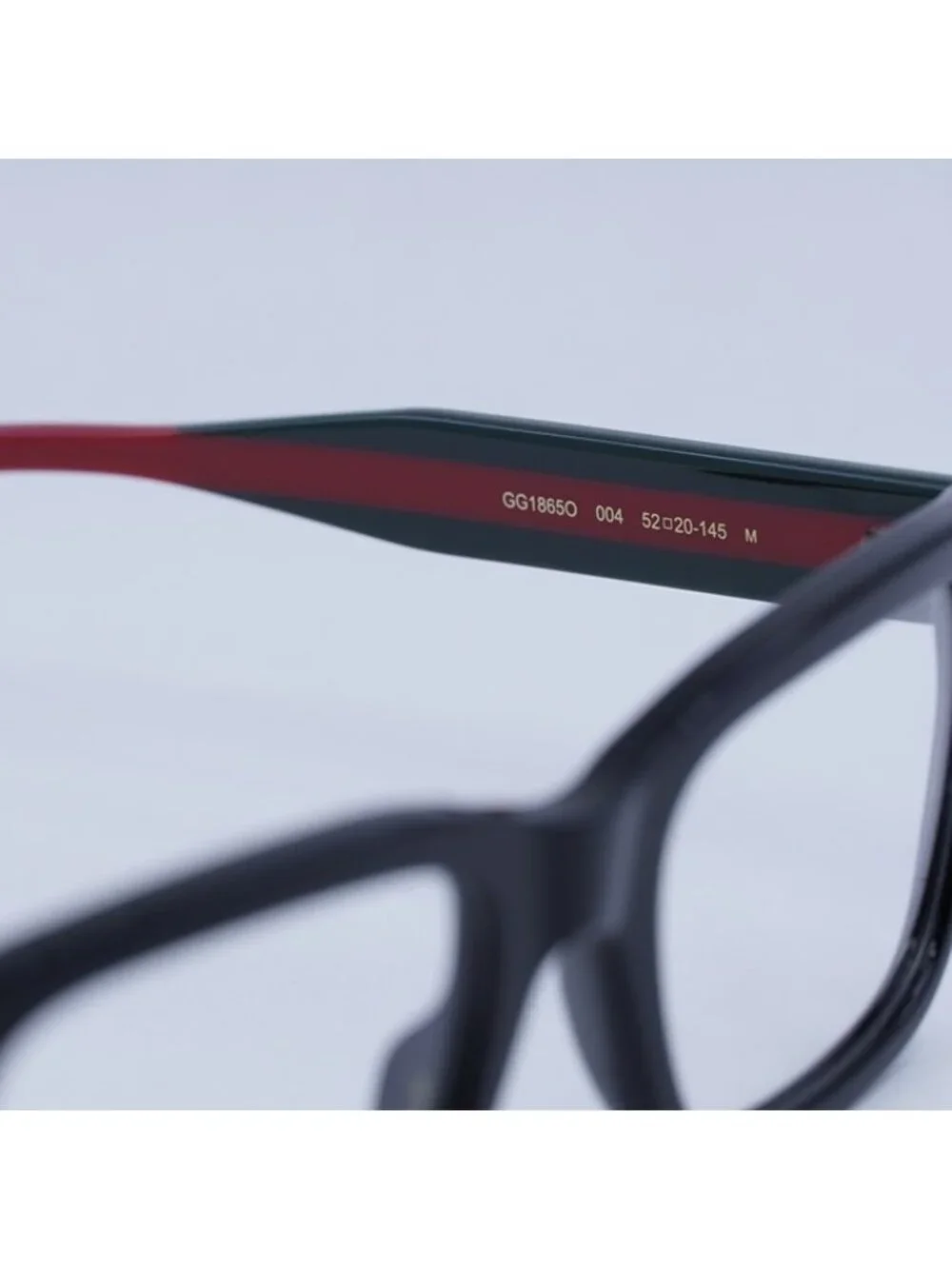 Gucci GG1865O 004 Eyeglasses Black/Green/Red 52mm Square Frame